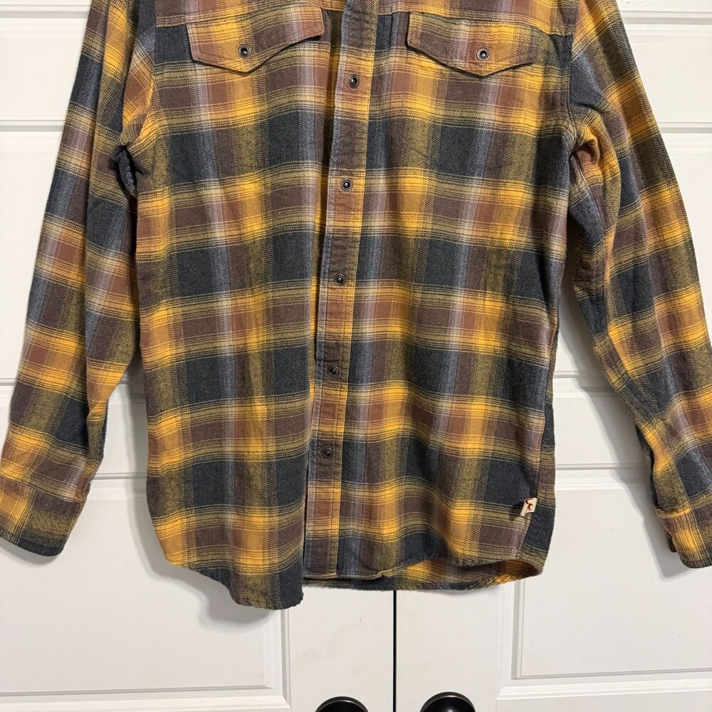 Dakota Grizzly Flannel Shirt Mens M Yellow‎ Brown Plaid Button Up Heavyweight - Picture 6 of 10